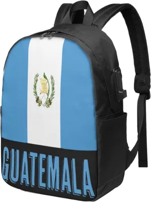 Guatemala Guatemalan Flag Laptop Backpacks Travel Backpack Casual Business Daypack Sport Rucksack Computer Bag Fits up to 17 Inch Notebook with USB Port