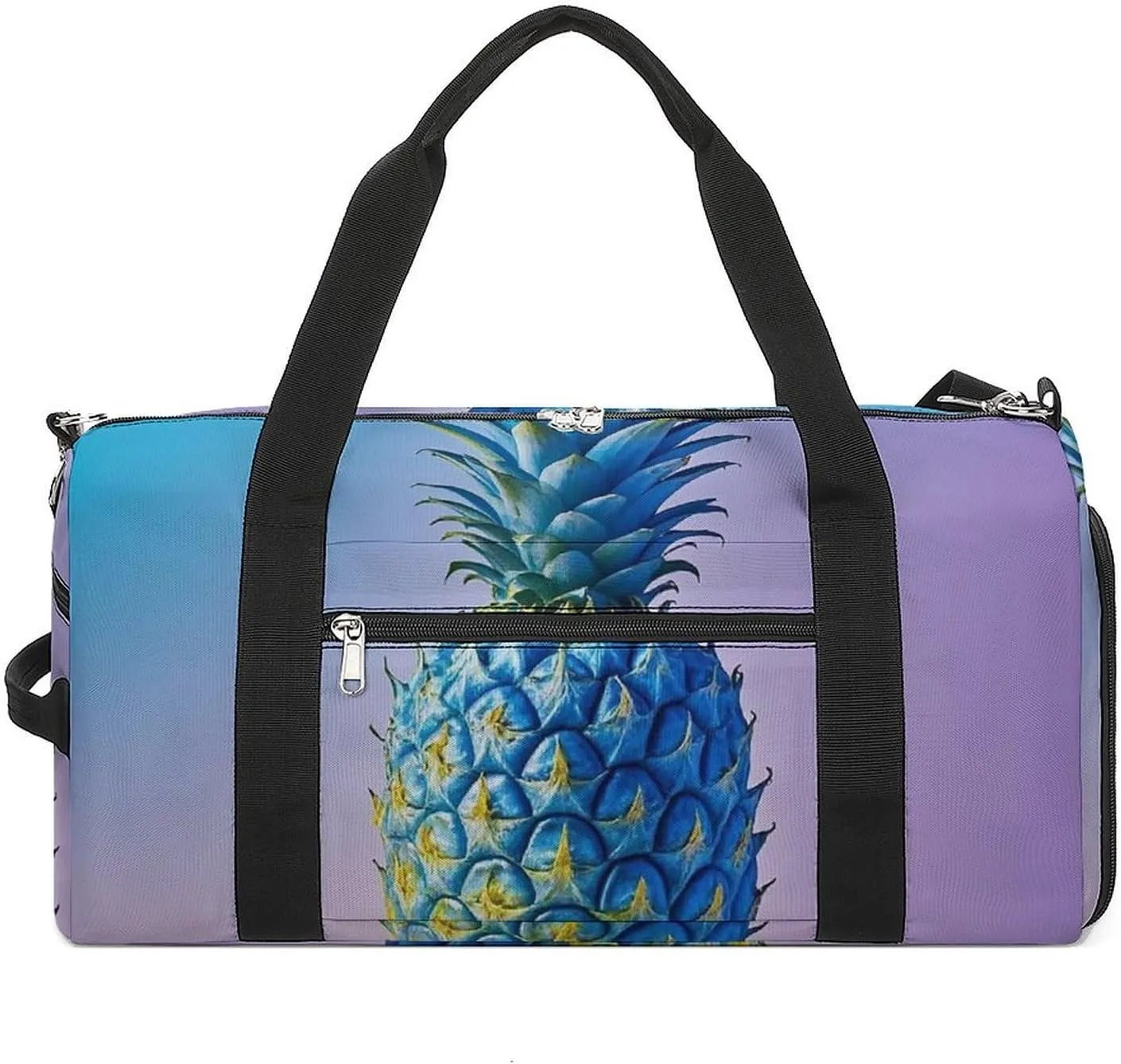 Gym Bag Blue Pineapple Duffel Bag for Men Women Travel Overnight Bag with Shoe Compartment Workout Bags