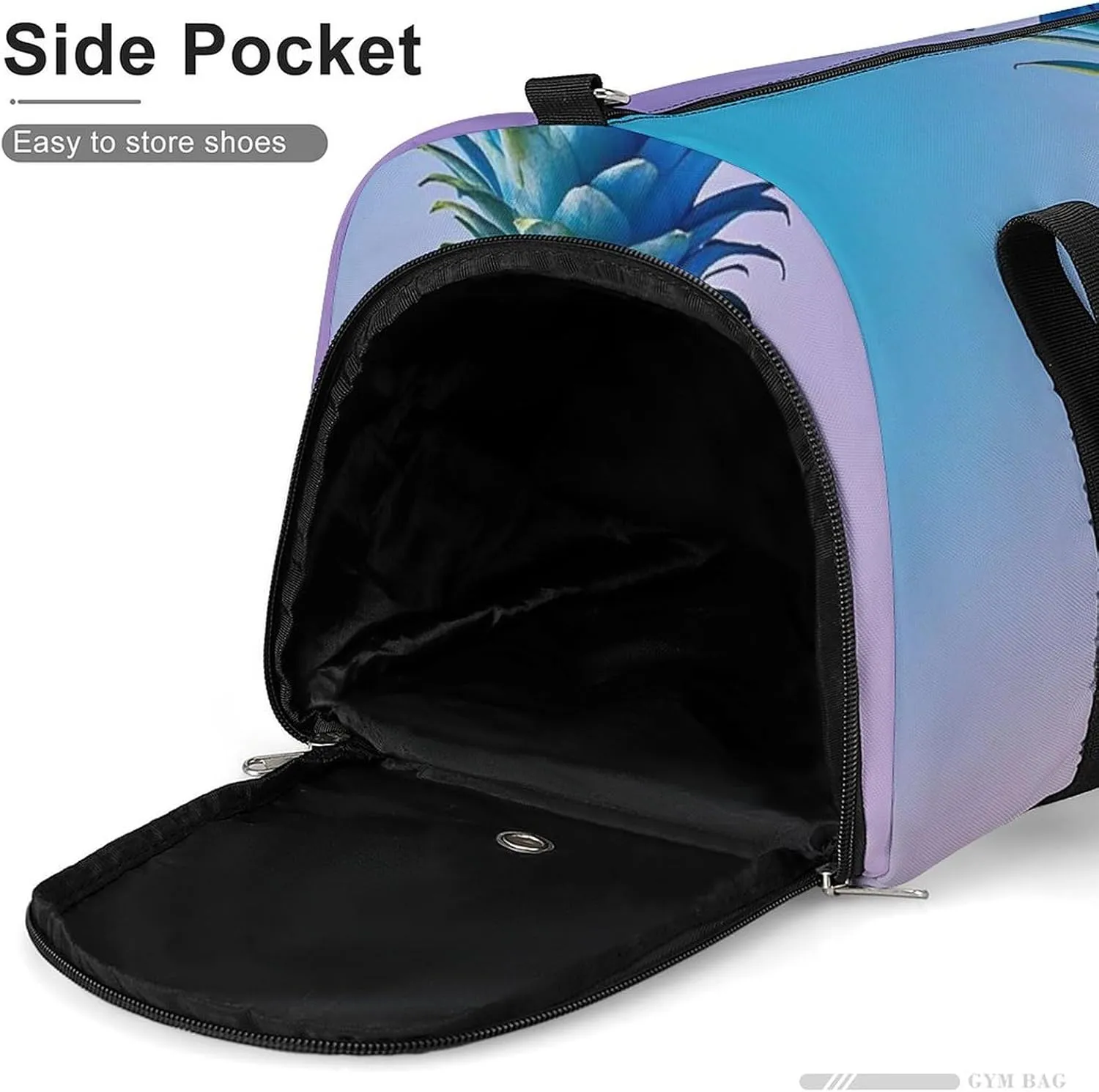 Gym Bag Blue Pineapple Duffel Bag for Men Women Travel Overnight Bag with Shoe Compartment Workout Bags