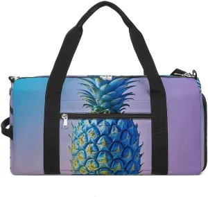 Gym Bag Blue Pineapple Duffel Bag for Men Women Travel Overnight Bag with Shoe Compartment Workout Bags