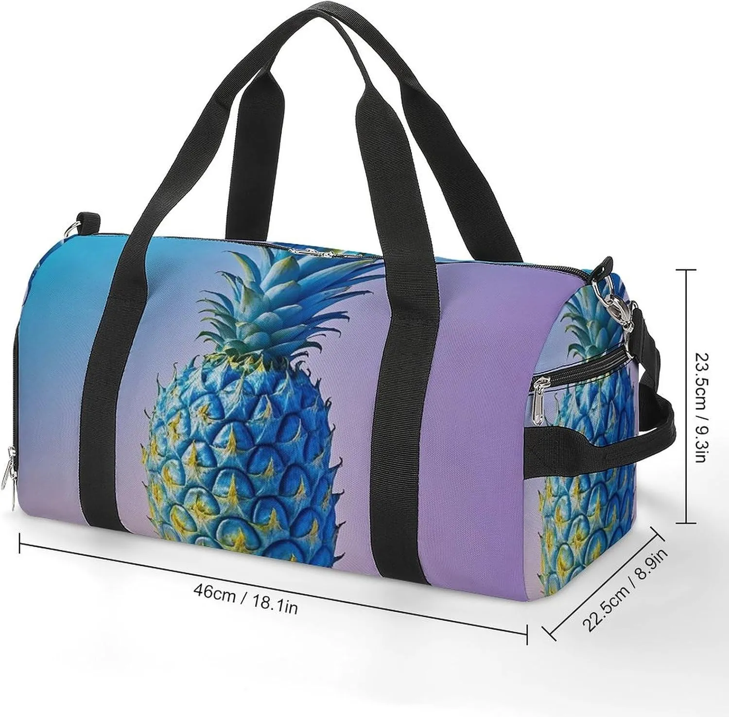 Gym Bag Blue Pineapple Duffel Bag for Men Women Travel Overnight Bag with Shoe Compartment Workout Bags