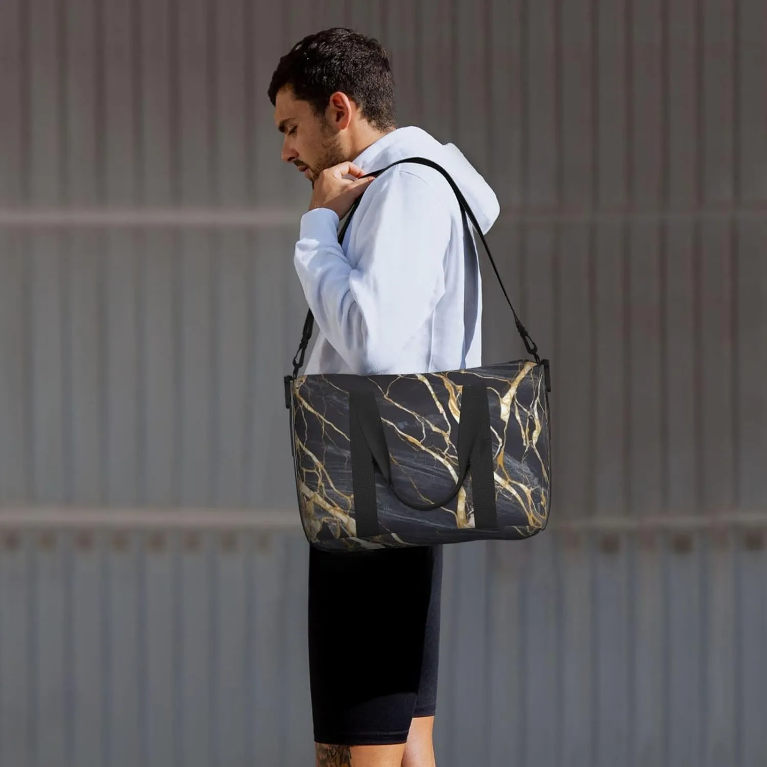 Gym Bag Marble Duffel Bag for Men Women Travel Overnight Bag with Shoe Compartment Workout Bags