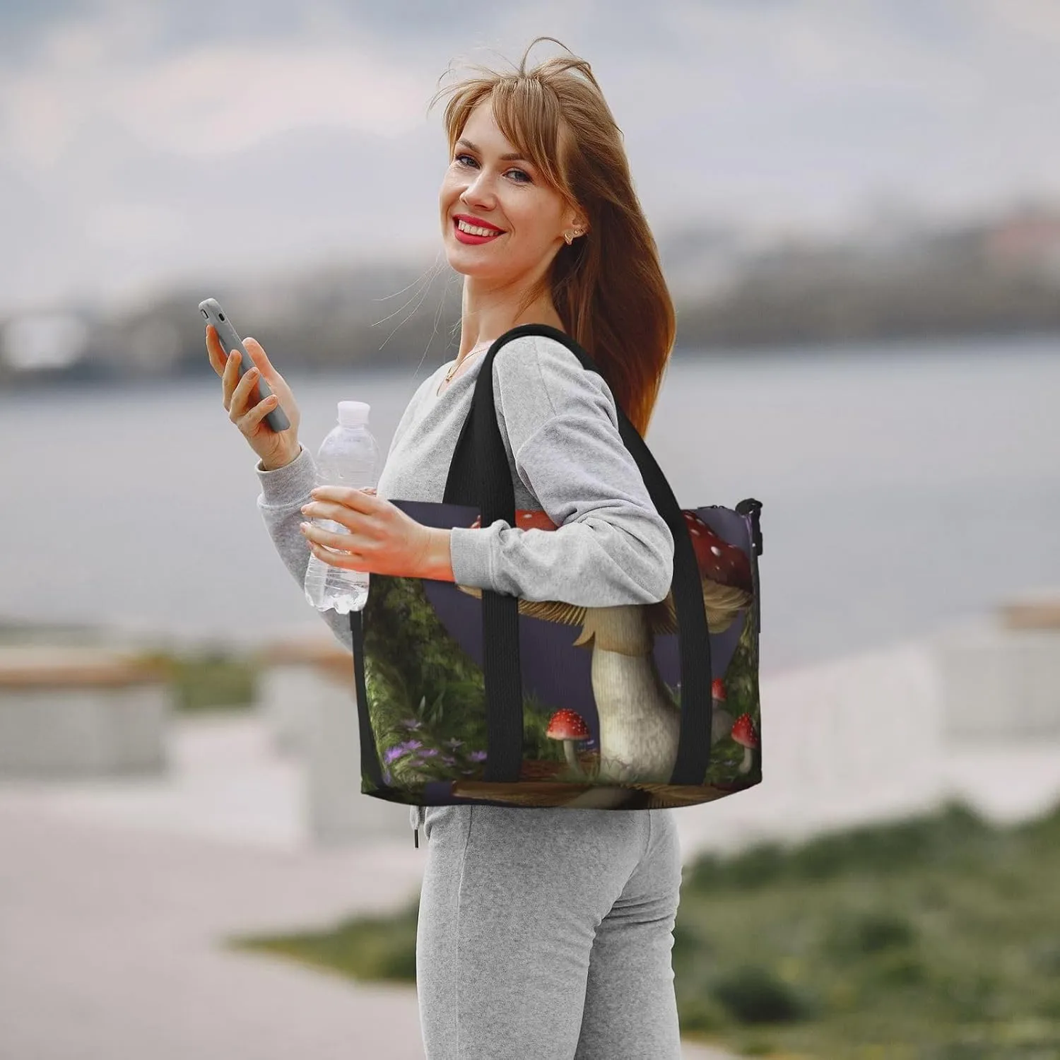 Gym Bag Mushroom Duffel Bag for Men Women Travel Overnight Bag with Shoe Compartment Workout Bags