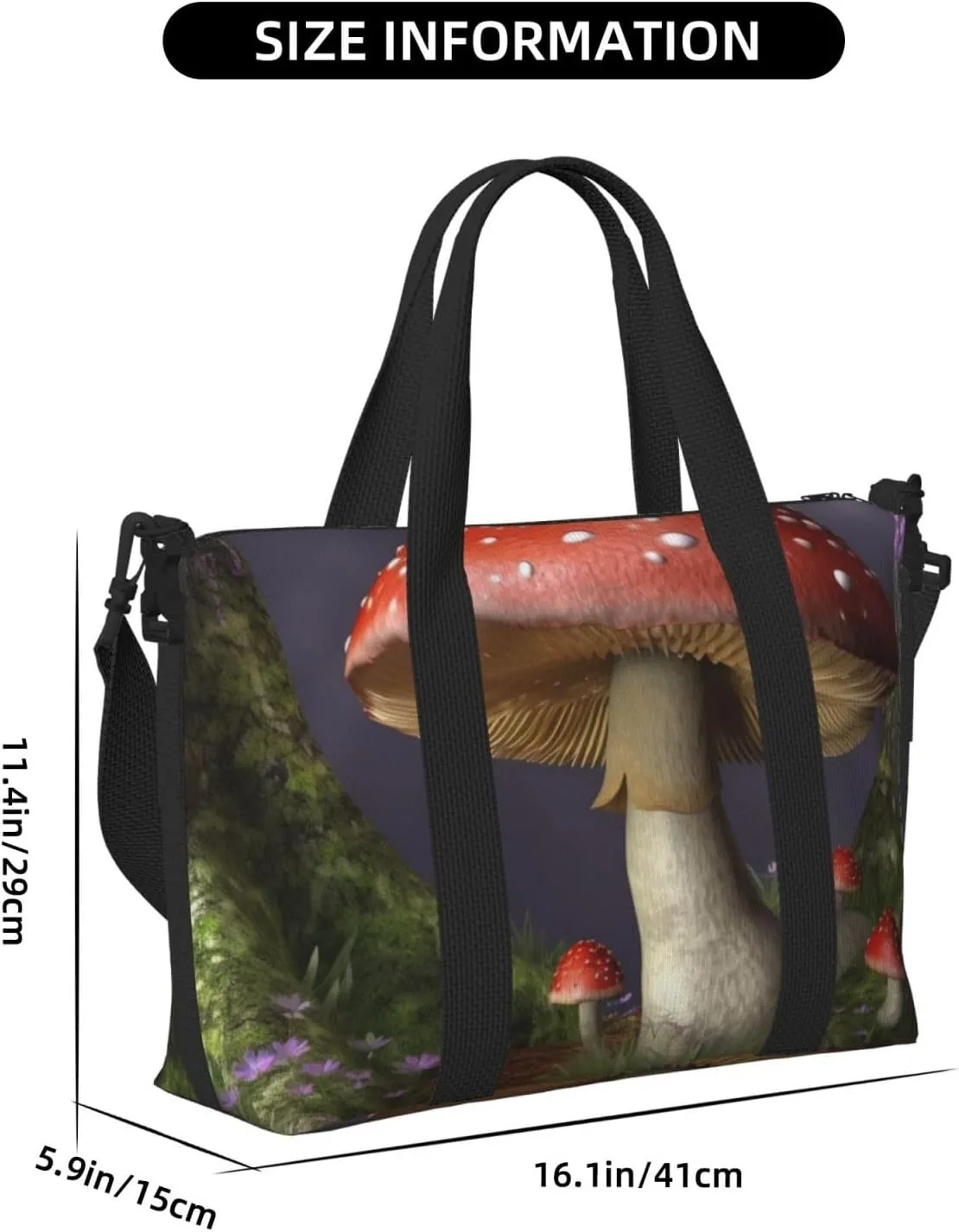 Gym Bag Mushroom Duffel Bag for Men Women Travel Overnight Bag with Shoe Compartment Workout Bags