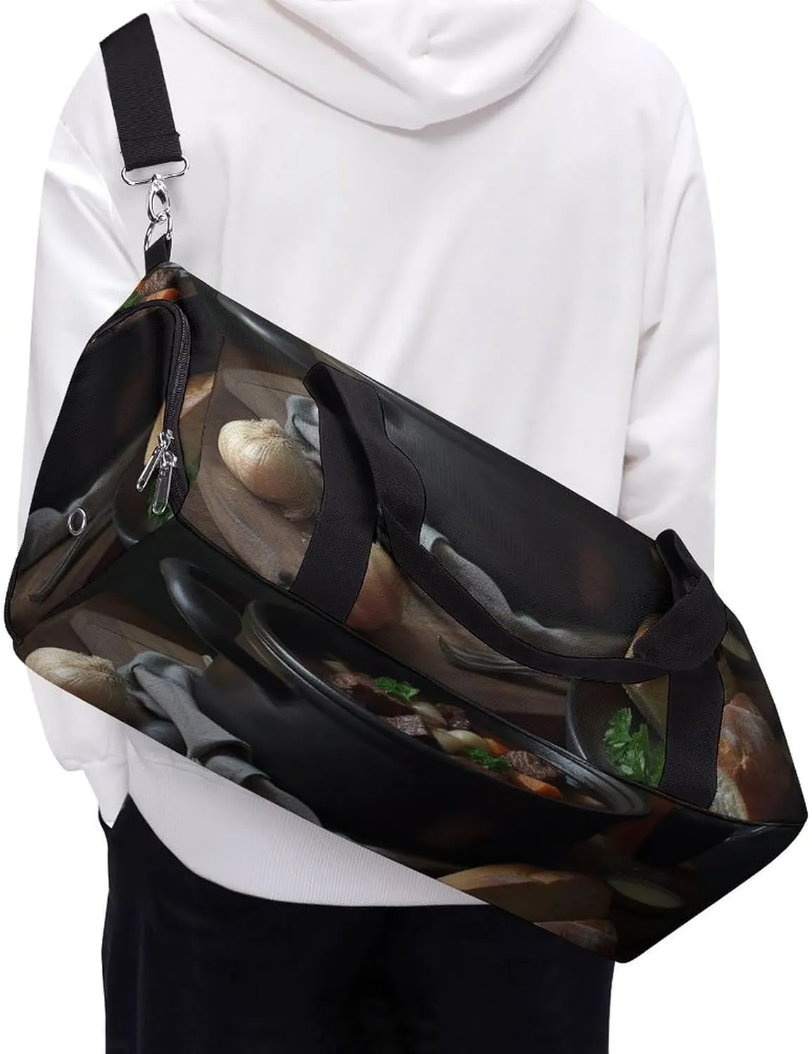Gym Bag One Pot Gourmet Duffel Bag for Men Women Travel Overnight Bag with Shoe Compartment Workout Bags