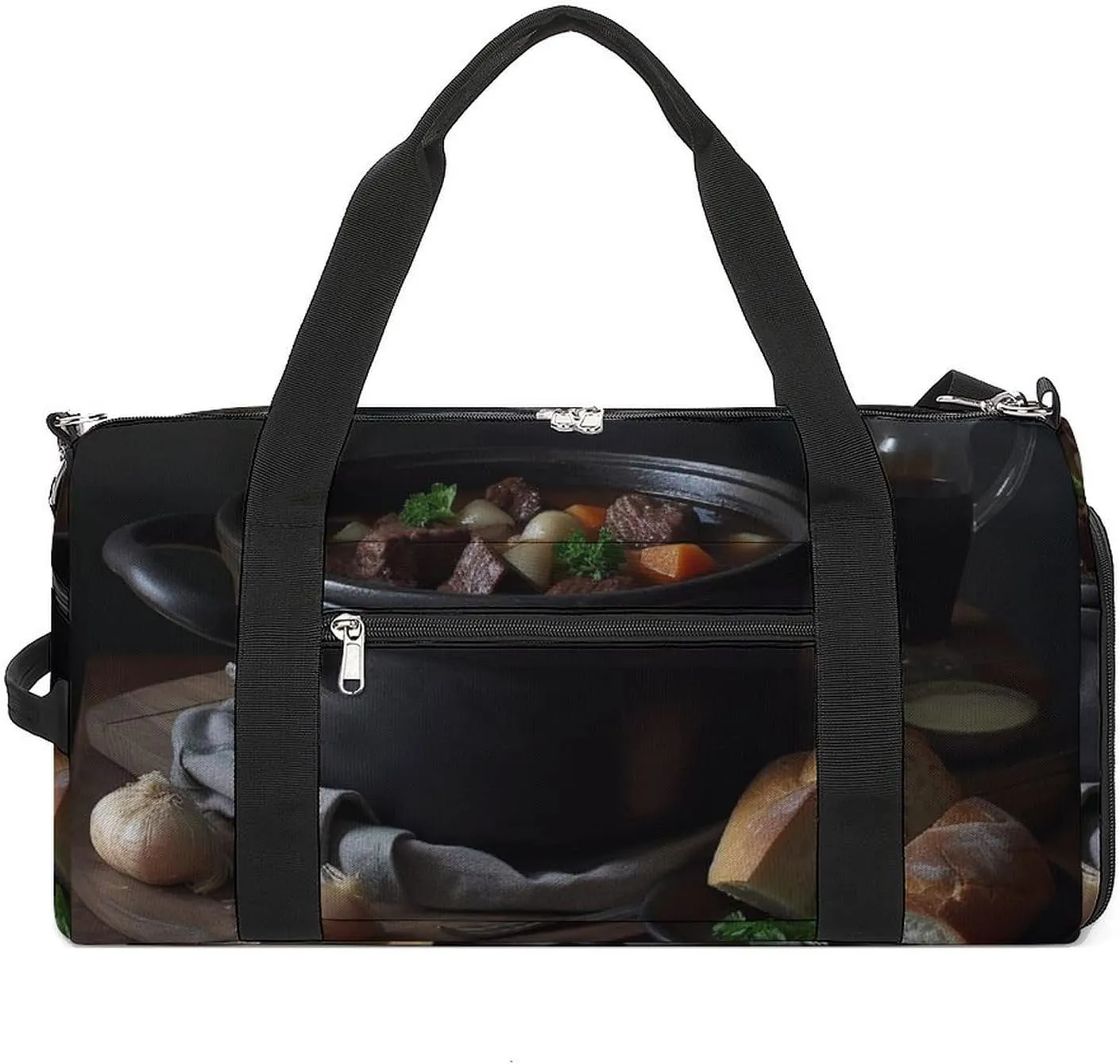 Gym Bag One Pot Gourmet Duffel Bag for Men Women Travel Overnight Bag with Shoe Compartment Workout Bags