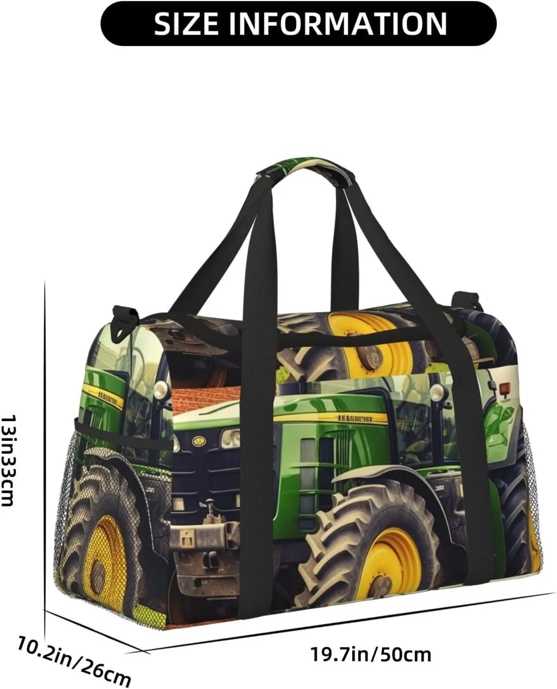 Gym Bag Tractor Theme Duffel Bag for Men Women Travel Overnight Bag with Shoe Compartment Workout Bags