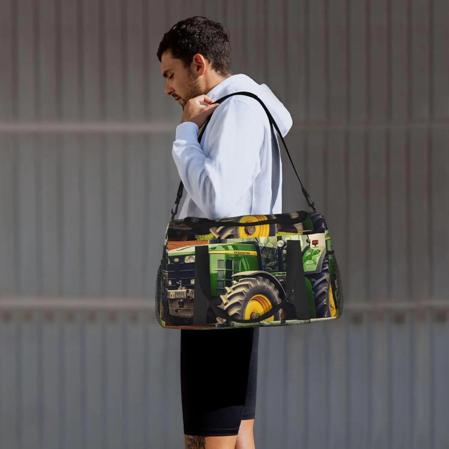 Gym Bag Tractor Theme Duffel Bag for Men Women Travel Overnight Bag with Shoe Compartment Workout Bags
