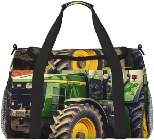 Gym Bag Tractor Theme Duffel Bag for Men Women Travel Overnight Bag with Shoe Compartment Workout Bags