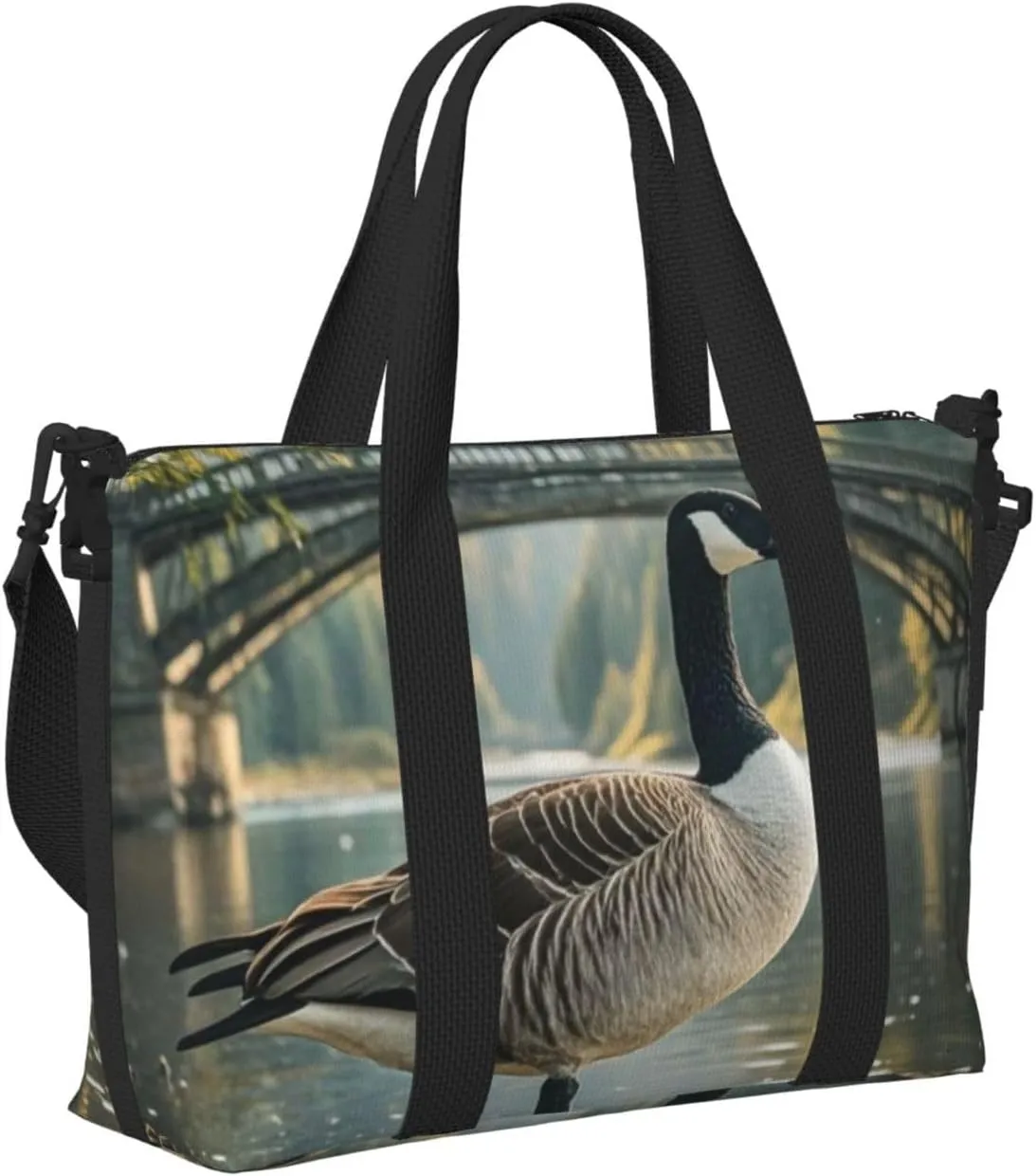 Gym Bag Wild Goose by the Bridge Duffel Bag for Men Women Travel Overnight Bag with Shoe Compartment Workout Bags
