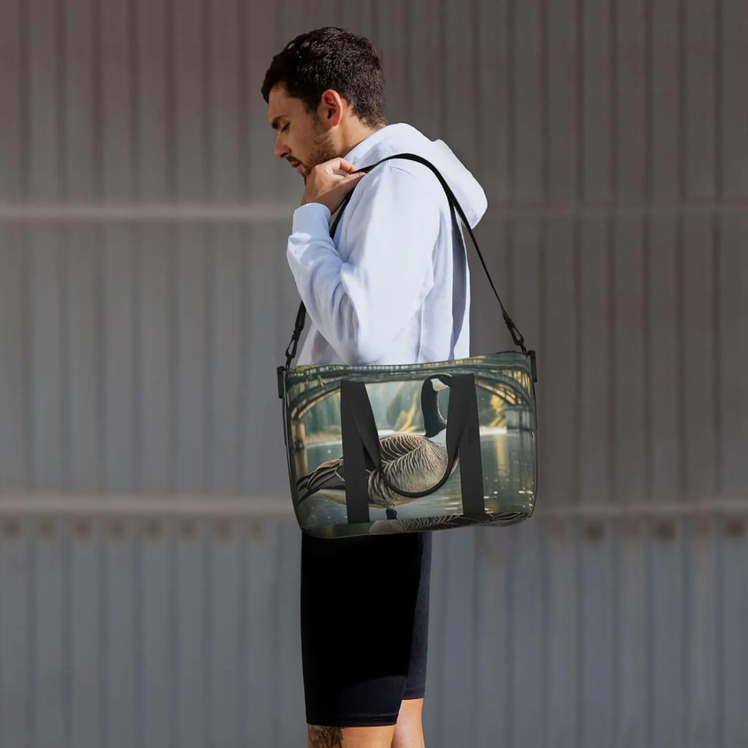 Gym Bag Wild Goose by the Bridge Duffel Bag for Men Women Travel Overnight Bag with Shoe Compartment Workout Bags