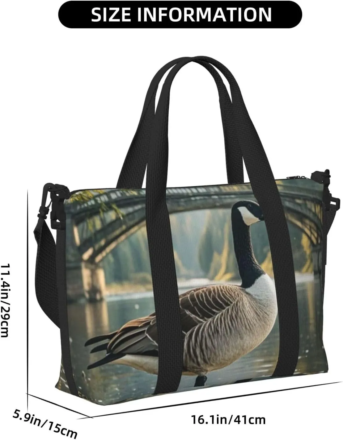 Gym Bag Wild Goose by the Bridge Duffel Bag for Men Women Travel Overnight Bag with Shoe Compartment Workout Bags