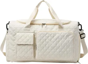 Gym Bag with Shoe Compartment | Duffle Bag for Travel with Widened Shoulder Strap,Luggage Accessories, Large Capacity Duffels with Wet and Dry Separation for Towels, Clothes, Beige, Refer to
