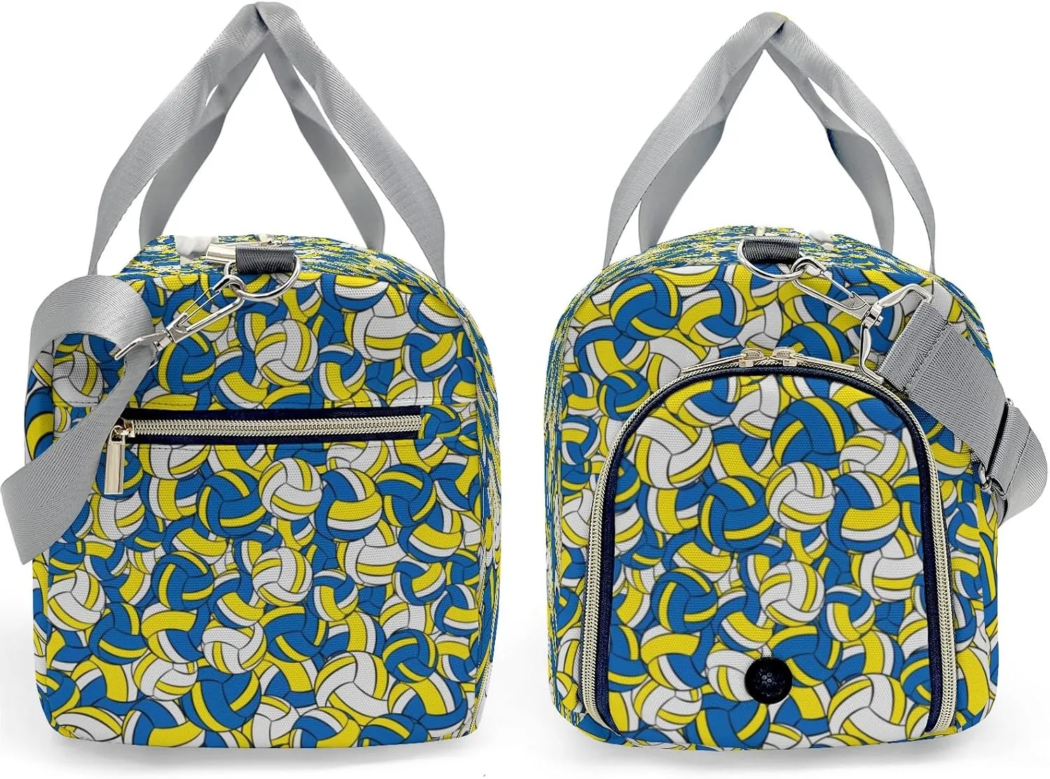 Gym Bags Custom Gold Blue Yellow Volleyball Pattern Duffel Bag with Name Adjustable Shoulder Strap Travel Bag for Teens