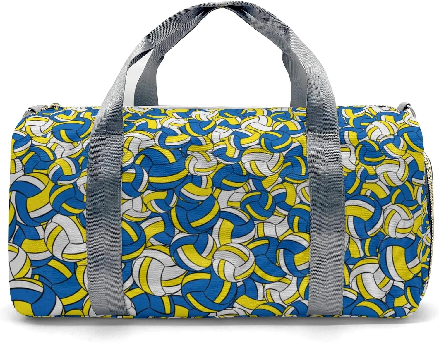 Gym Bags Custom Gold Blue Yellow Volleyball Pattern Duffel Bag with Name Adjustable Shoulder Strap Travel Bag for Teens