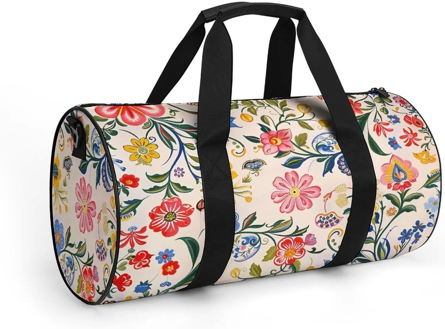 Gym Bags for Men Women Bright White Flowers Duffle Bag Travel Overnight Bag with Shoe Compartment Tote Bags