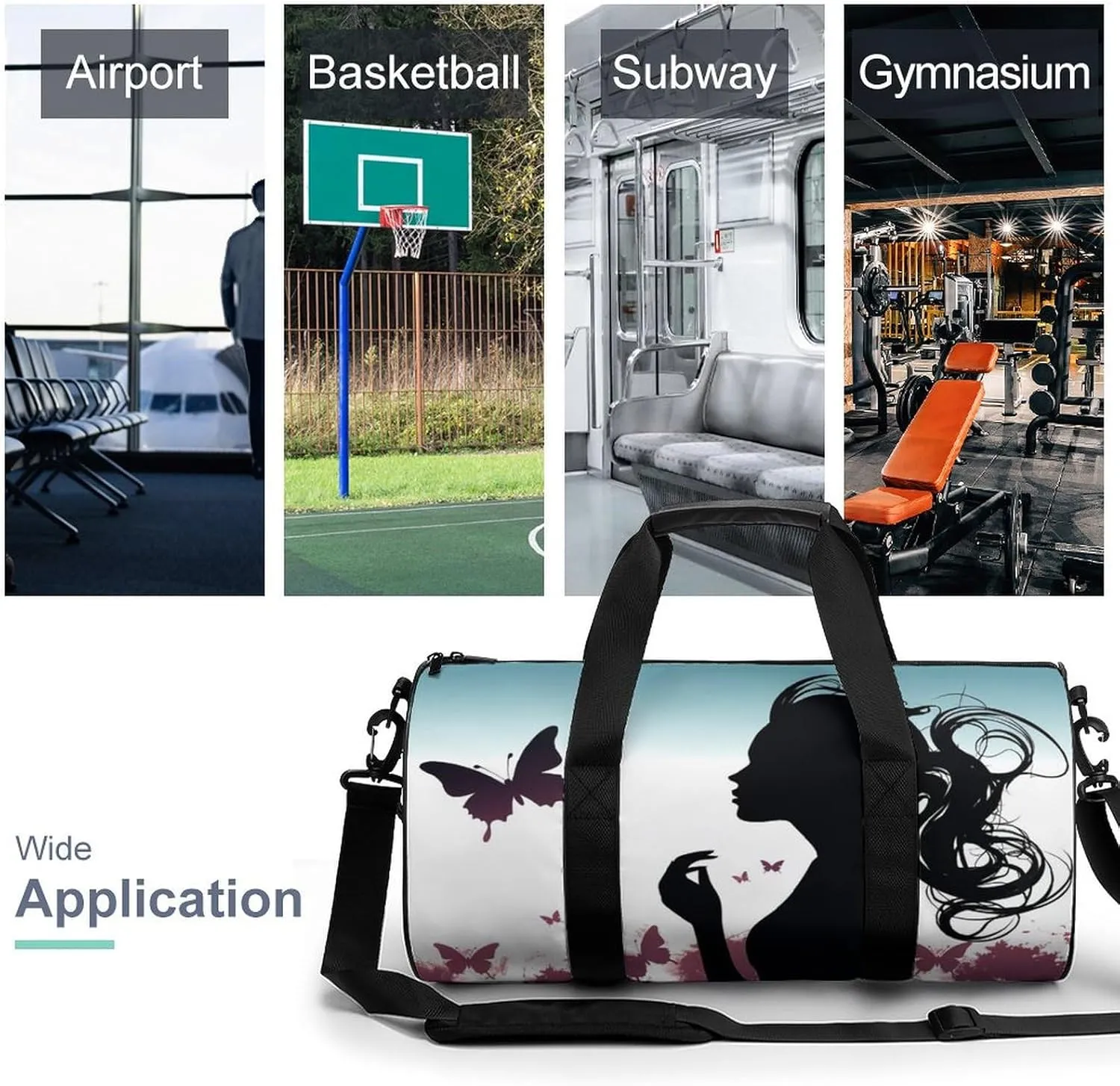 Gym Bags for Men Women Butterfly Woman Duffle Bag Travel Overnight Bag with Shoe Compartment Tote Bags