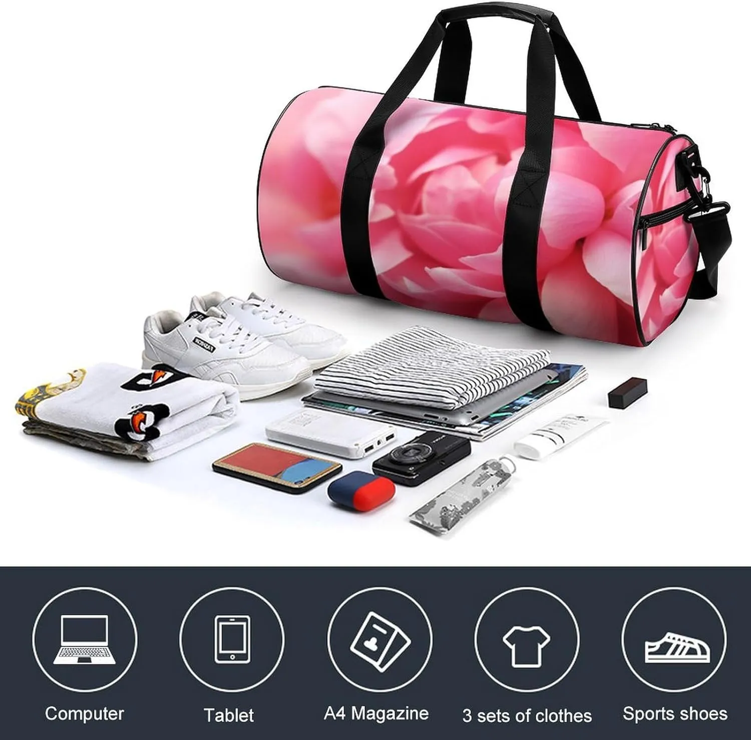 Gym Bags for Men Women Petal Duffle Bag Travel Overnight Bag with Shoe Compartment Tote Bags