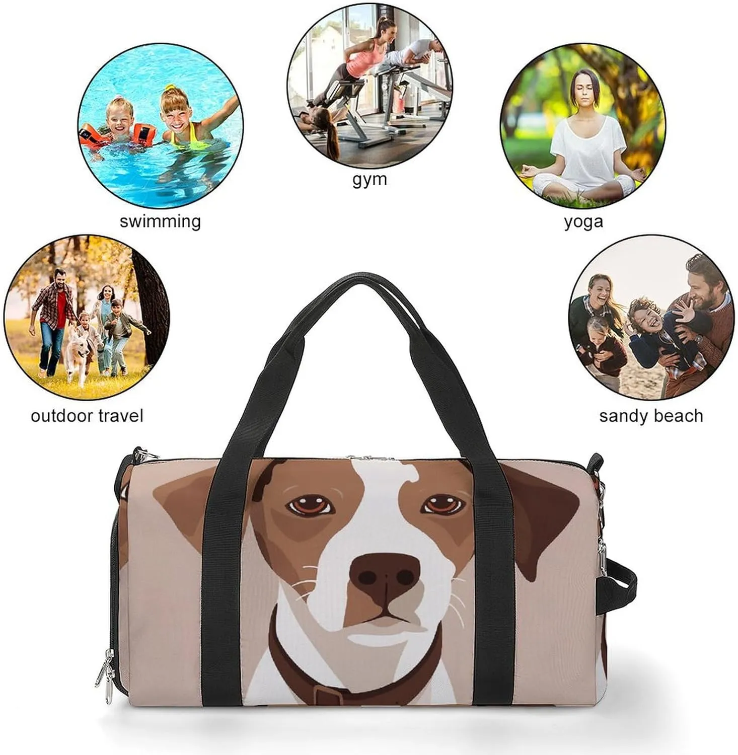 Gym Bags Small Animation Style Dog Duffel Bag Overnight Bag with Shoe Compartment Carryon Bag for Men Women