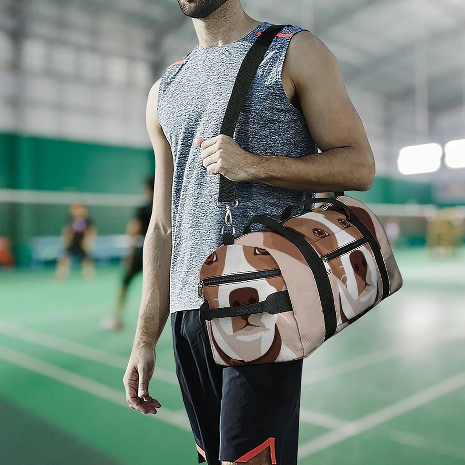 Gym Bags Small Animation Style Dog Duffel Bag Overnight Bag with Shoe Compartment Carryon Bag for Men Women