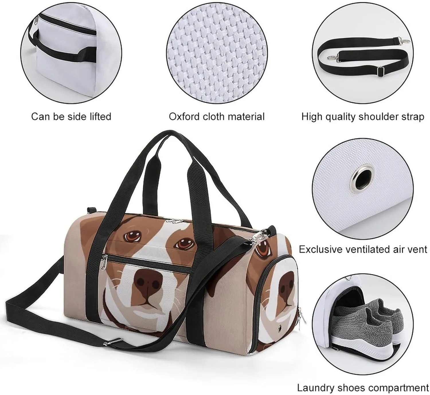 Gym Bags Small Animation Style Dog Duffel Bag Overnight Bag with Shoe Compartment Carryon Bag for Men Women