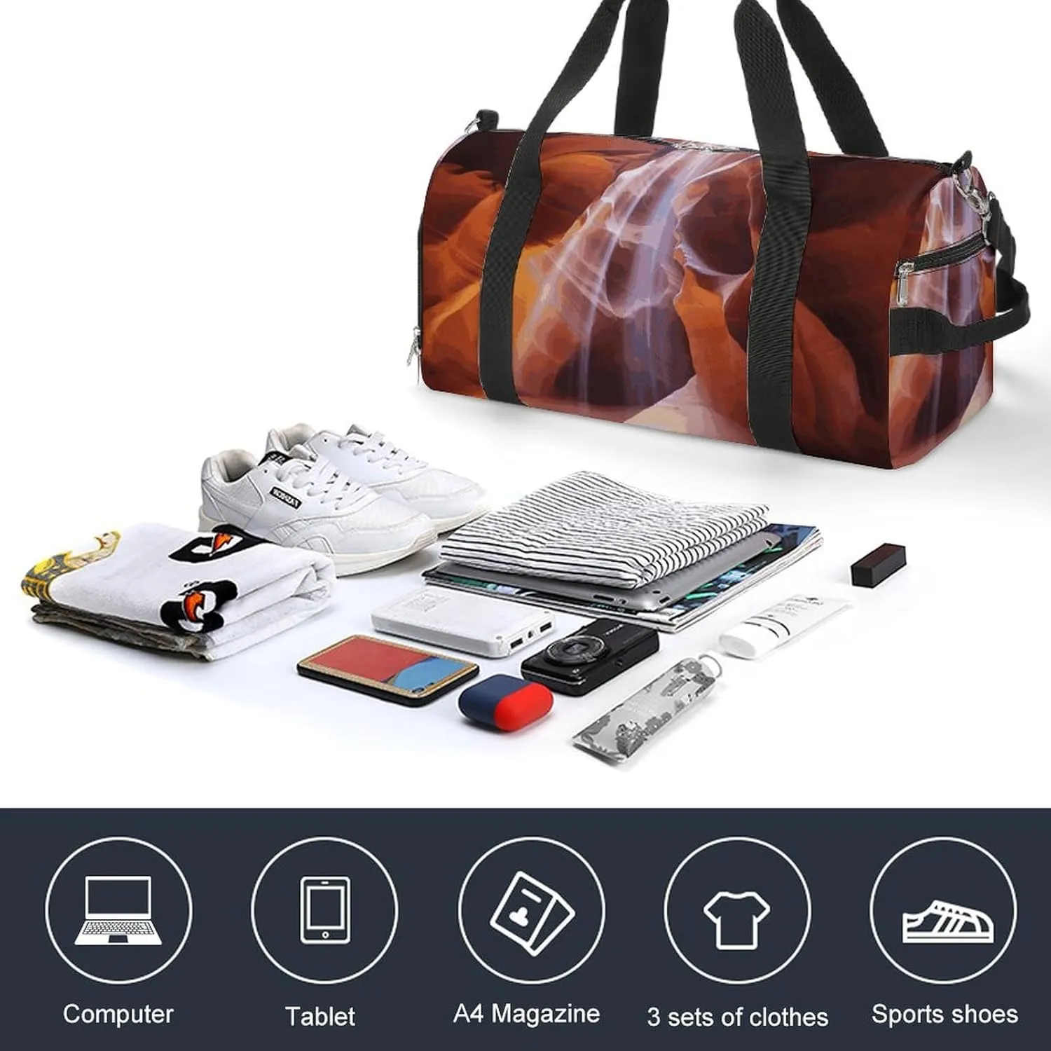Gym Bags Small Antelope Canyon Duffel Bag Overnight Bag with Shoe Compartment Carryon Bag for Men Women