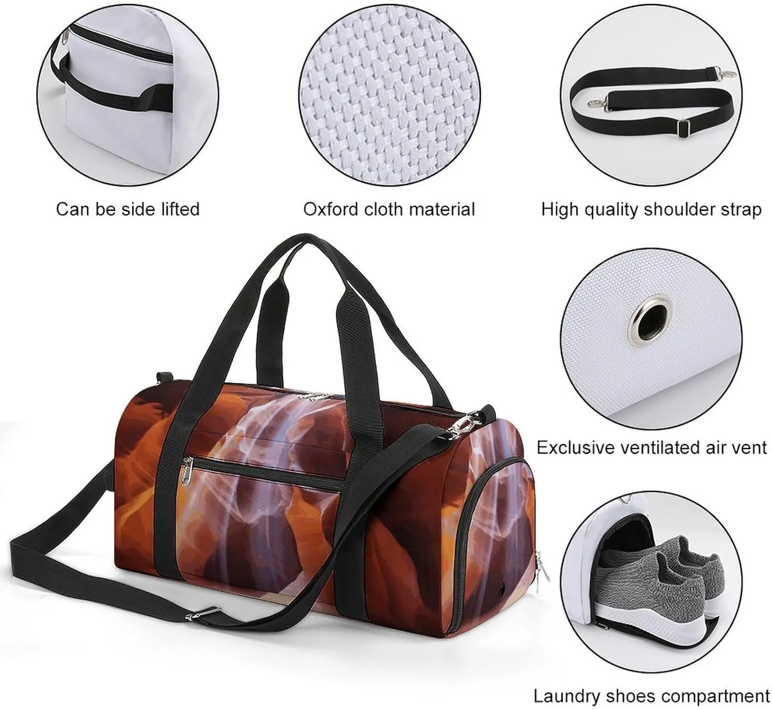 Gym Bags Small Antelope Canyon Duffel Bag Overnight Bag with Shoe Compartment Carryon Bag for Men Women