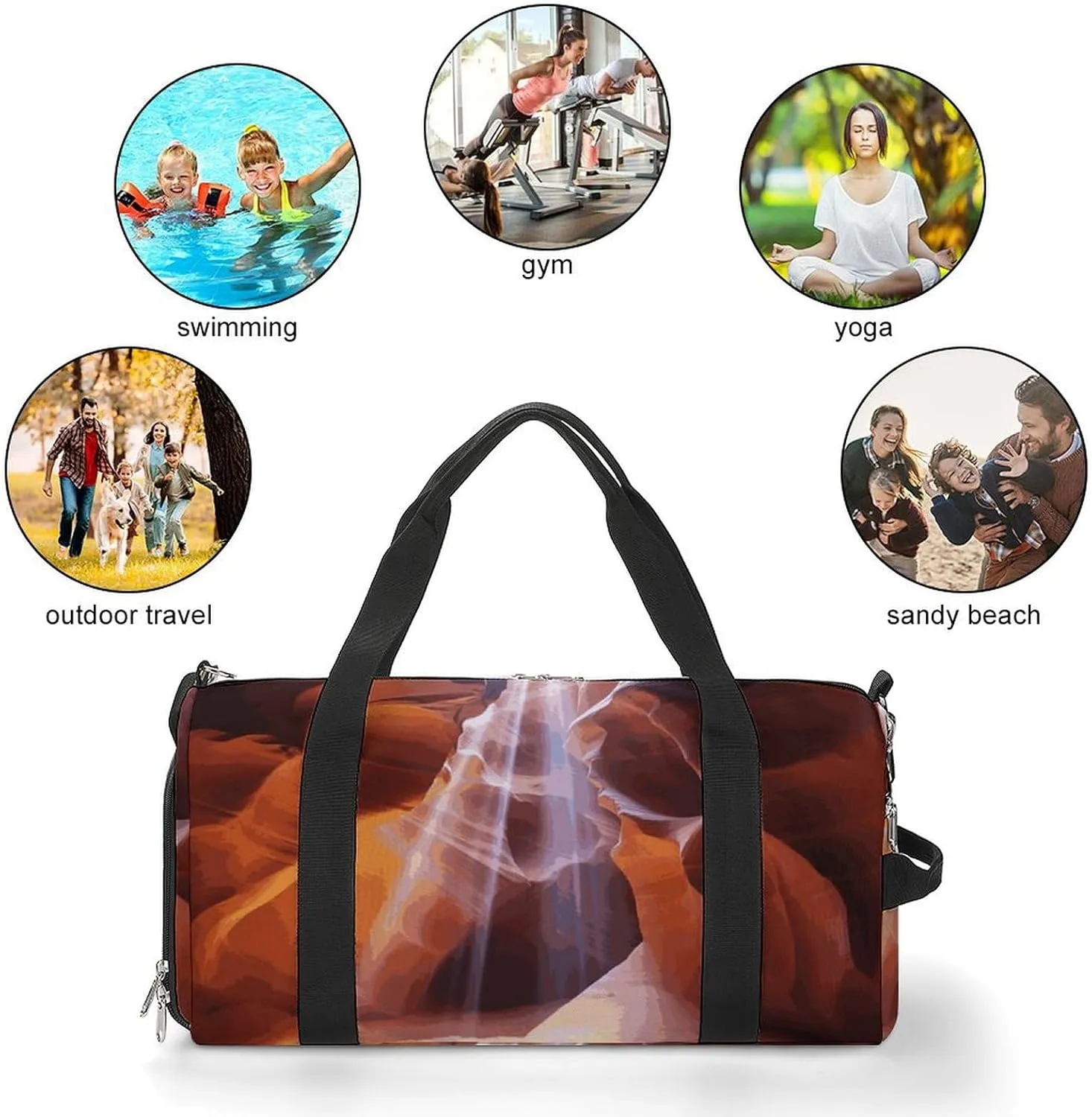 Gym Bags Small Antelope Canyon Duffel Bag Overnight Bag with Shoe Compartment Carryon Bag for Men Women