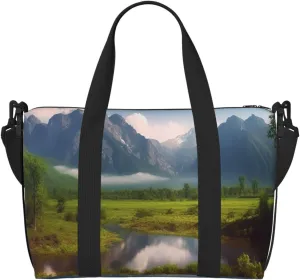 Gym Bags Small Beautiful Scenery Duffel Bag Overnight Bag with Shoe Compartment Carryon Bag for Men Women
