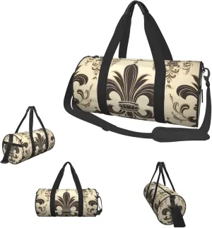 Gym Bags Small Fleur-de-Lis and Coat Arms Knight Duffel Bag Overnight Bag with Shoe Compartment Carryon Bag for Men Women