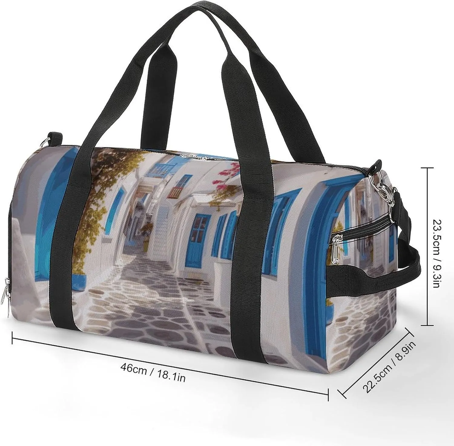 Gym Bags Small Greece Street Duffel Bag Overnight Bag with Shoe Compartment Carryon Bag for Men Women