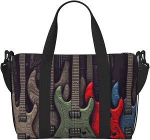 Gym Bags Small Guitar pattern Duffel Bag Overnight Bag with Shoe Compartment Carryon Bag for Men Women