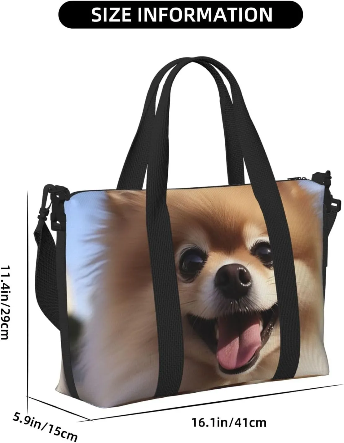 Gym Bags Small Happy pomeranian Duffel Bag Overnight Bag with Shoe Compartment Carryon Bag for Men Women