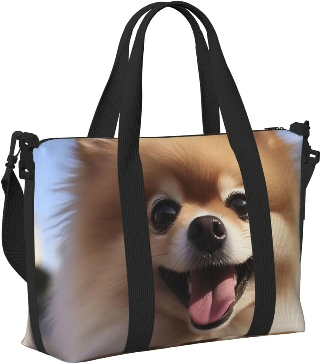 Gym Bags Small Happy pomeranian Duffel Bag Overnight Bag with Shoe Compartment Carryon Bag for Men Women