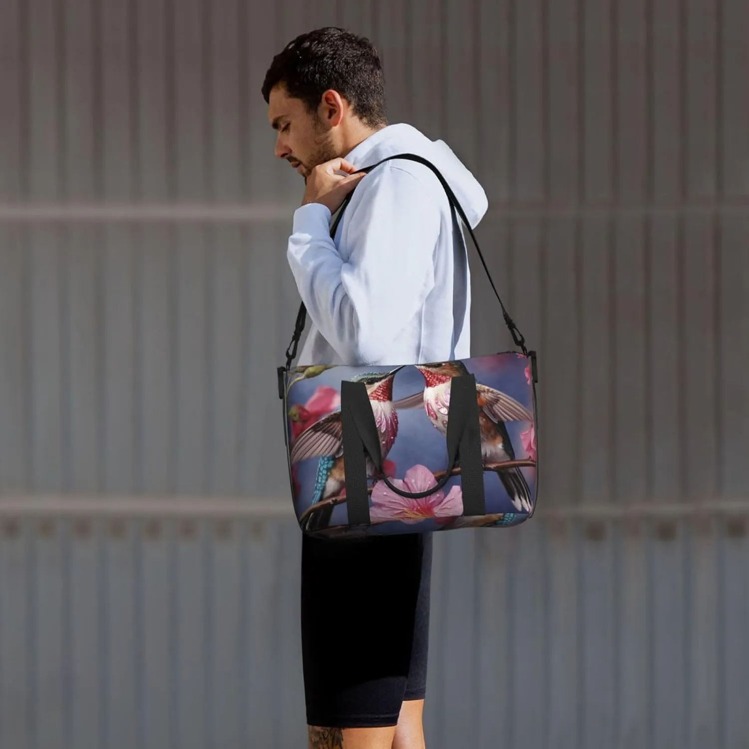 Gym Bags Small Humming birds Duffel Bag Overnight Bag with Shoe Compartment Carryon Bag for Men Women