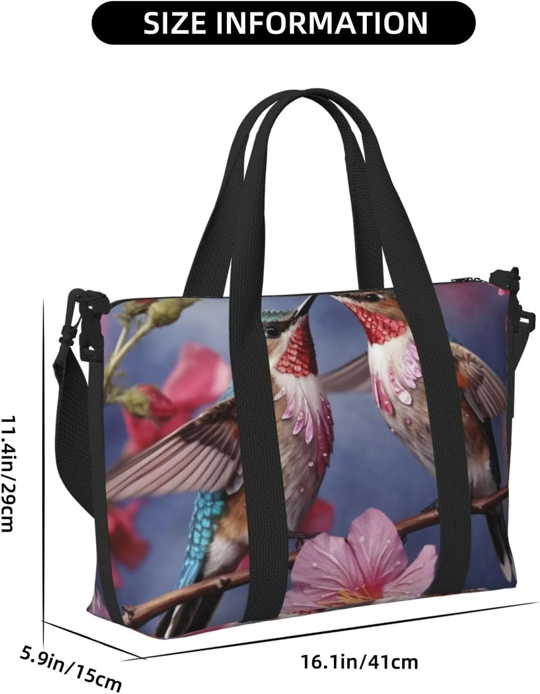 Gym Bags Small Humming birds Duffel Bag Overnight Bag with Shoe Compartment Carryon Bag for Men Women