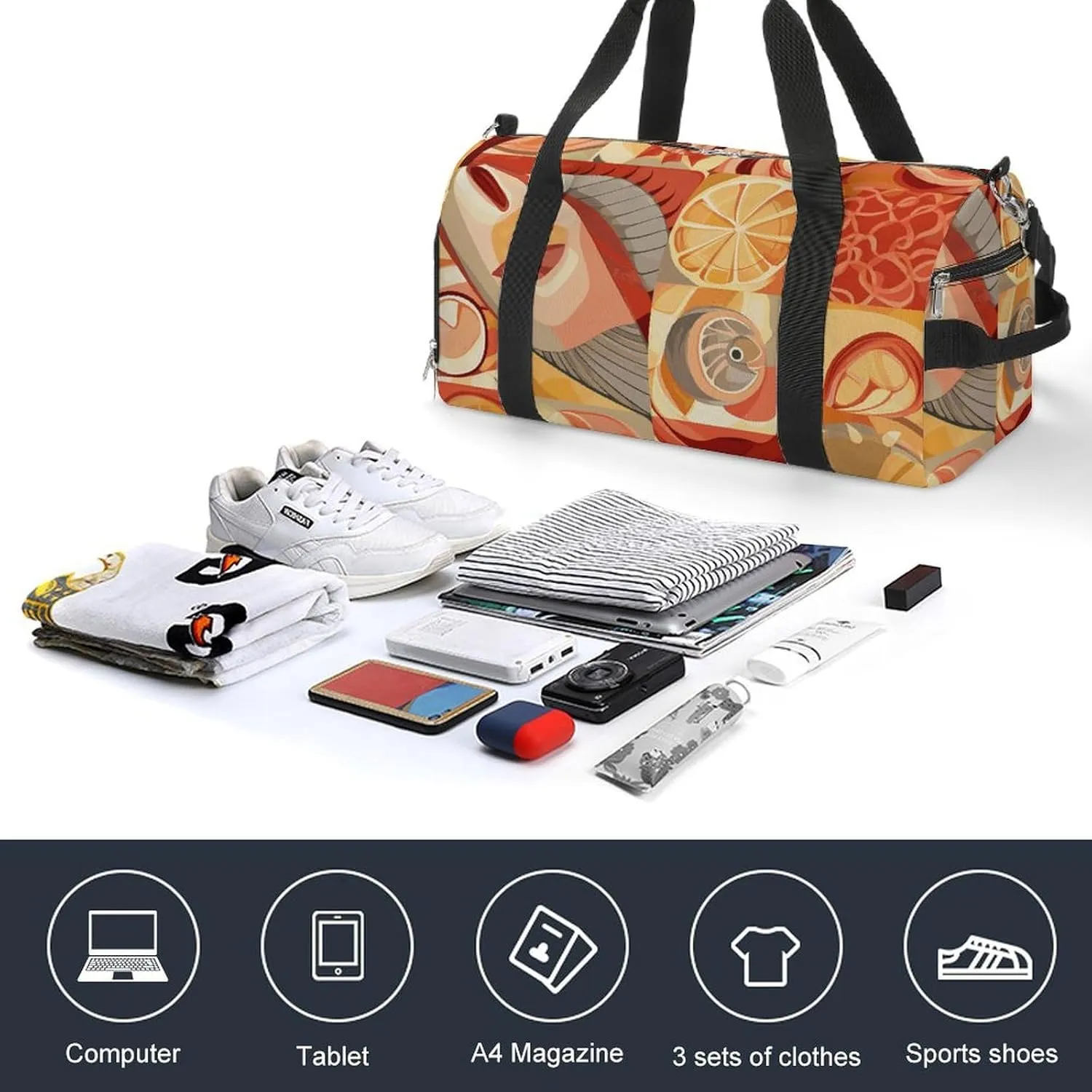 Gym Bags Small Lobster And Crab Duffel Bag Overnight Bag with Shoe Compartment Carryon Bag for Men Women