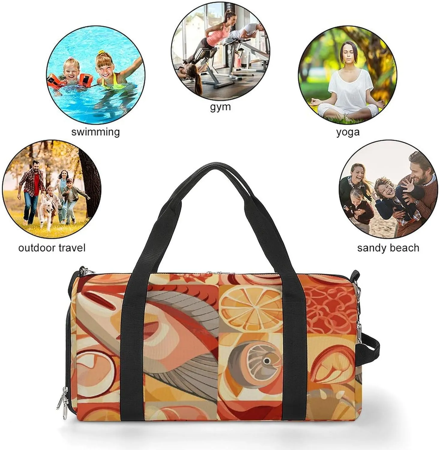 Gym Bags Small Lobster And Crab Duffel Bag Overnight Bag with Shoe Compartment Carryon Bag for Men Women
