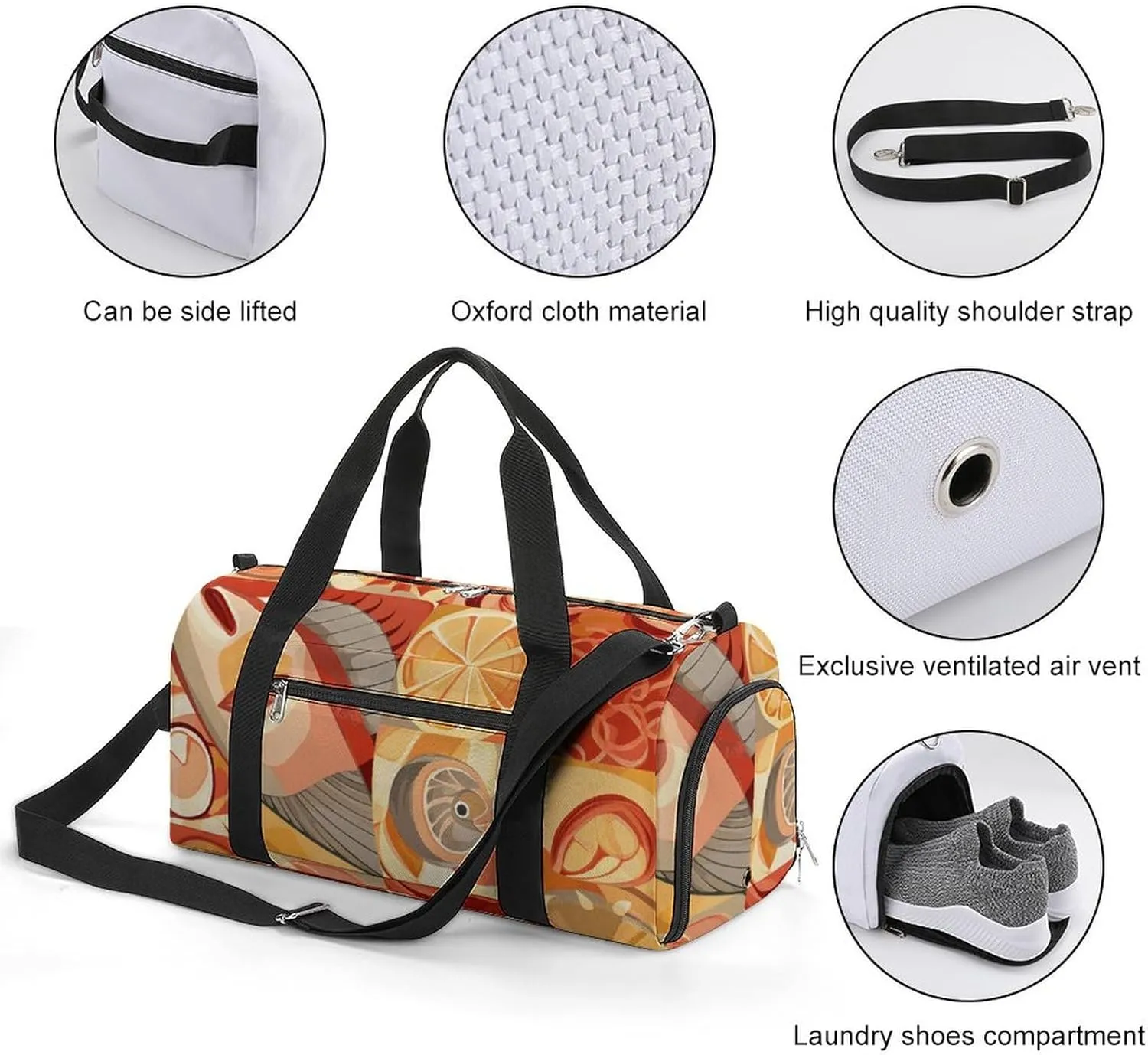 Gym Bags Small Lobster And Crab Duffel Bag Overnight Bag with Shoe Compartment Carryon Bag for Men Women