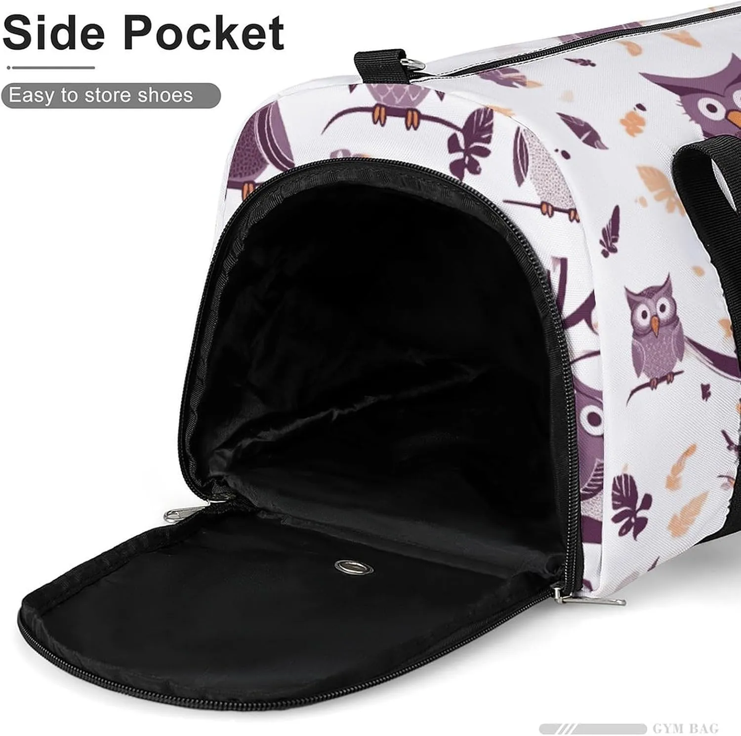 Gym Bags Small Owl Tree Branches Duffel Bag Overnight Bag with Shoe Compartment Carryon Bag for Men Women