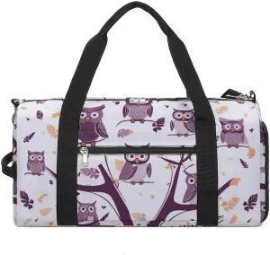 Gym Bags Small Owl Tree Branches Duffel Bag Overnight Bag with Shoe Compartment Carryon Bag for Men Women