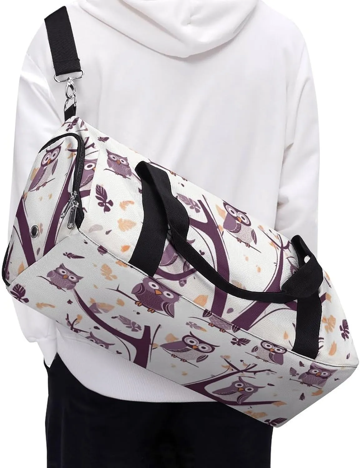 Gym Bags Small Owl Tree Branches Duffel Bag Overnight Bag with Shoe Compartment Carryon Bag for Men Women