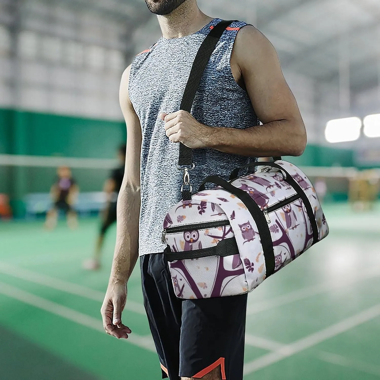 Gym Bags Small Owl Tree Branches Duffel Bag Overnight Bag with Shoe Compartment Carryon Bag for Men Women