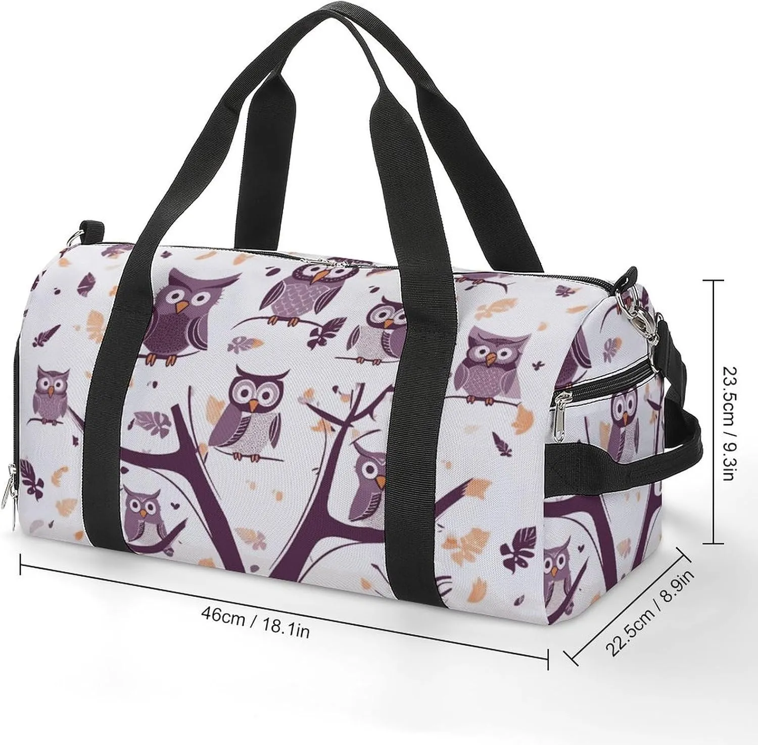 Gym Bags Small Owl Tree Branches Duffel Bag Overnight Bag with Shoe Compartment Carryon Bag for Men Women