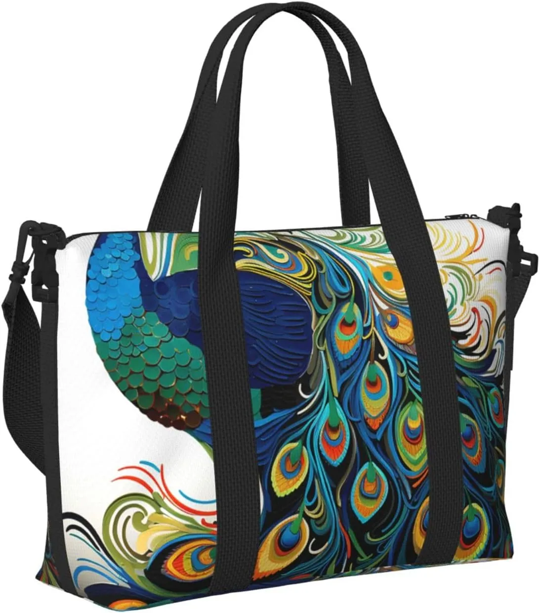 Gym Bags Small Peacock pattern Duffel Bag Overnight Bag with Shoe Compartment Carryon Bag for Men Women