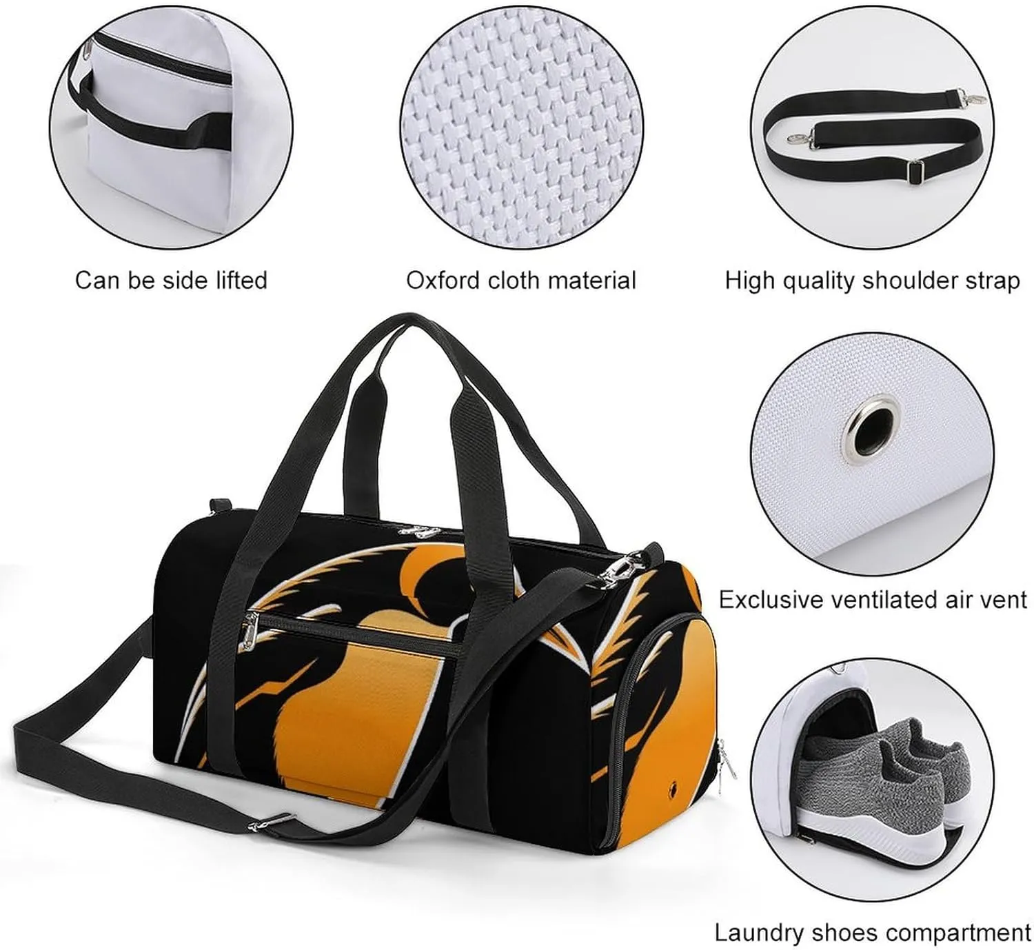 Gym Bags Small Penguin Illustration Duffel Bag Overnight Bag with Shoe Compartment Carryon Bag for Men Women
