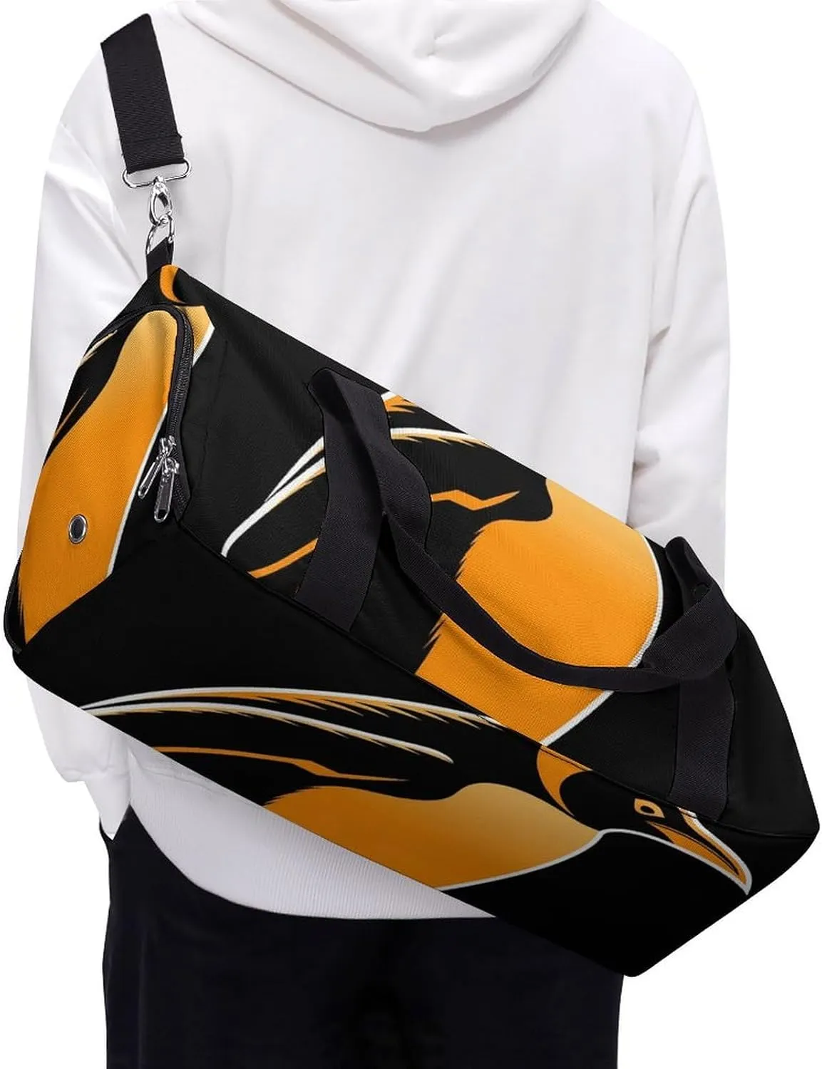 Gym Bags Small Penguin Illustration Duffel Bag Overnight Bag with Shoe Compartment Carryon Bag for Men Women