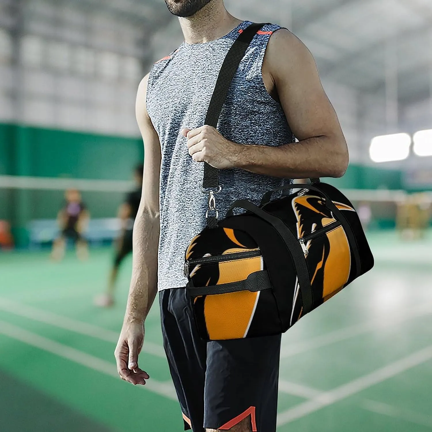 Gym Bags Small Penguin Illustration Duffel Bag Overnight Bag with Shoe Compartment Carryon Bag for Men Women