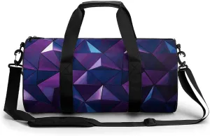 Gym Bags Small Purple Geometric Duffel Bag Overnight Bag with Shoe Compartment Carryon Bag for Men Women