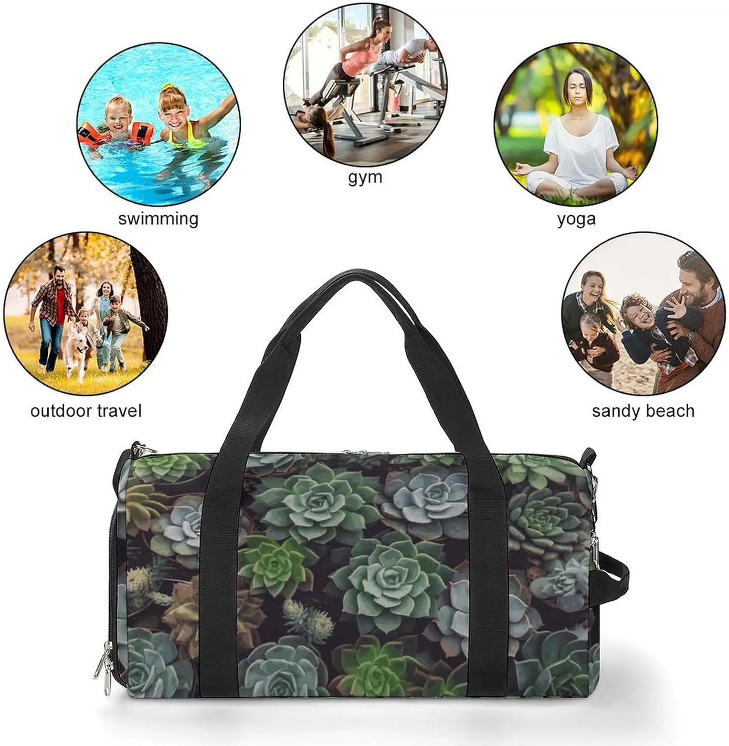Gym Bags Small Succulent Plants Duffel Bag Overnight Bag with Shoe Compartment Carryon Bag for Men Women